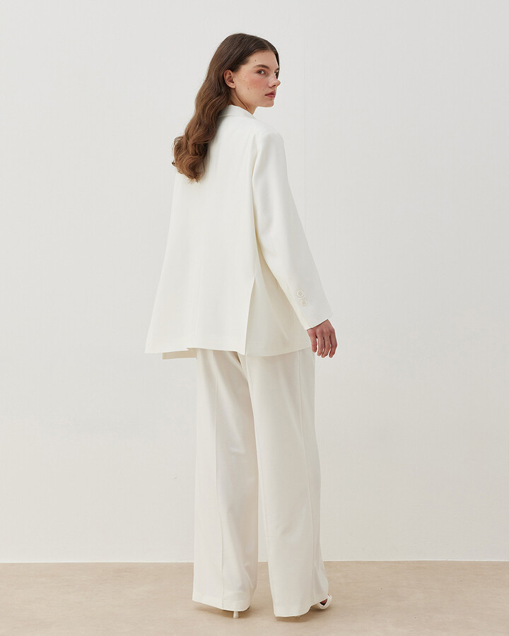 Oversize Boyfriend Blazer Ceket Ekru