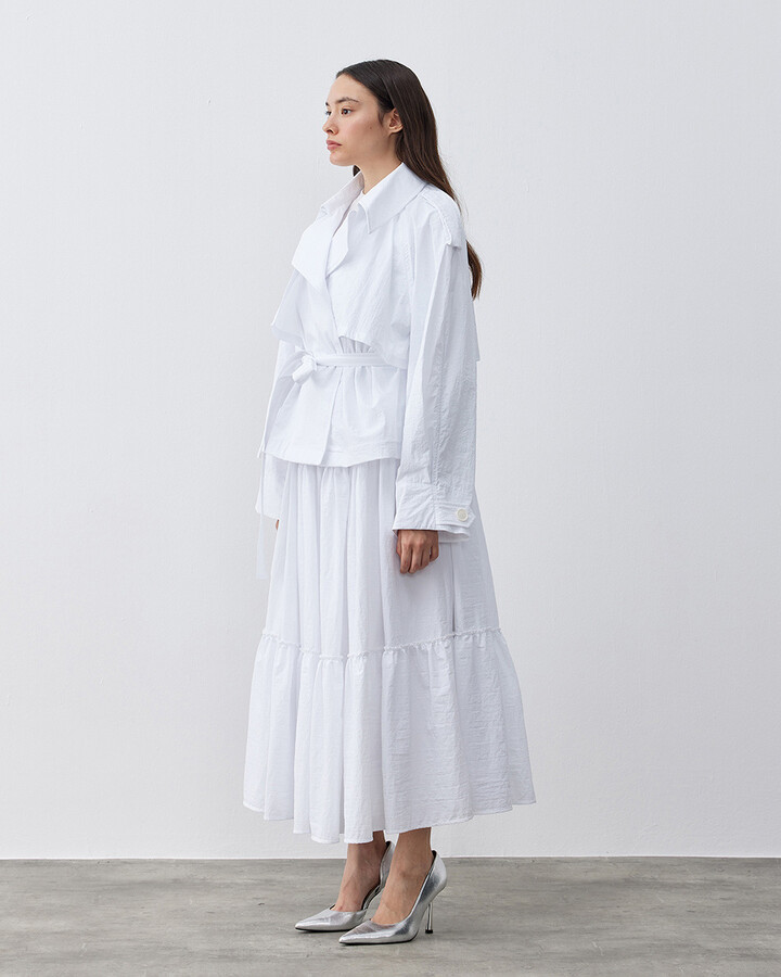 Linea Oversize Kısa Trençkot Beyaz
