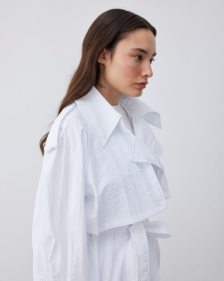 Linea Oversize Kısa Trençkot Beyaz