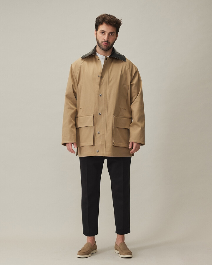 Erkek Oversize Salaş Cepli Parka Bej