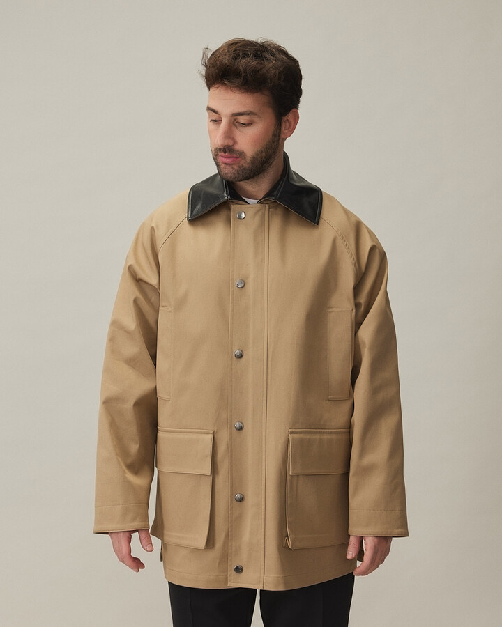 Erkek Oversize Salaş Cepli Parka Bej
