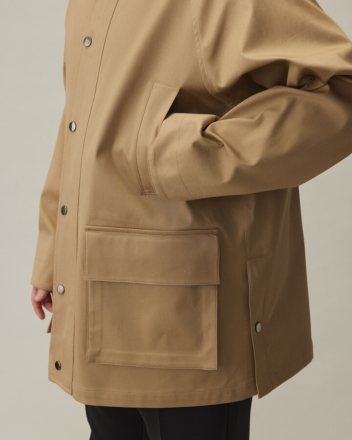 Erkek Oversize Salaş Cepli Parka Bej