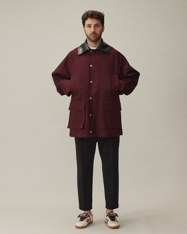 Erkek Oversize Salaş Cepli Parka Bordo