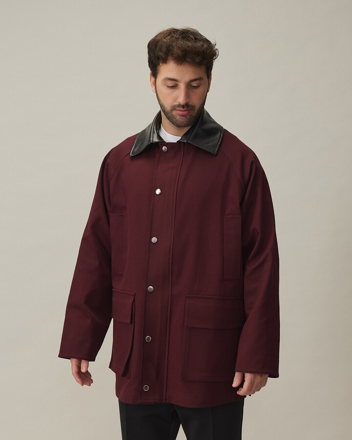 Erkek Oversize Salaş Cepli Parka Bordo