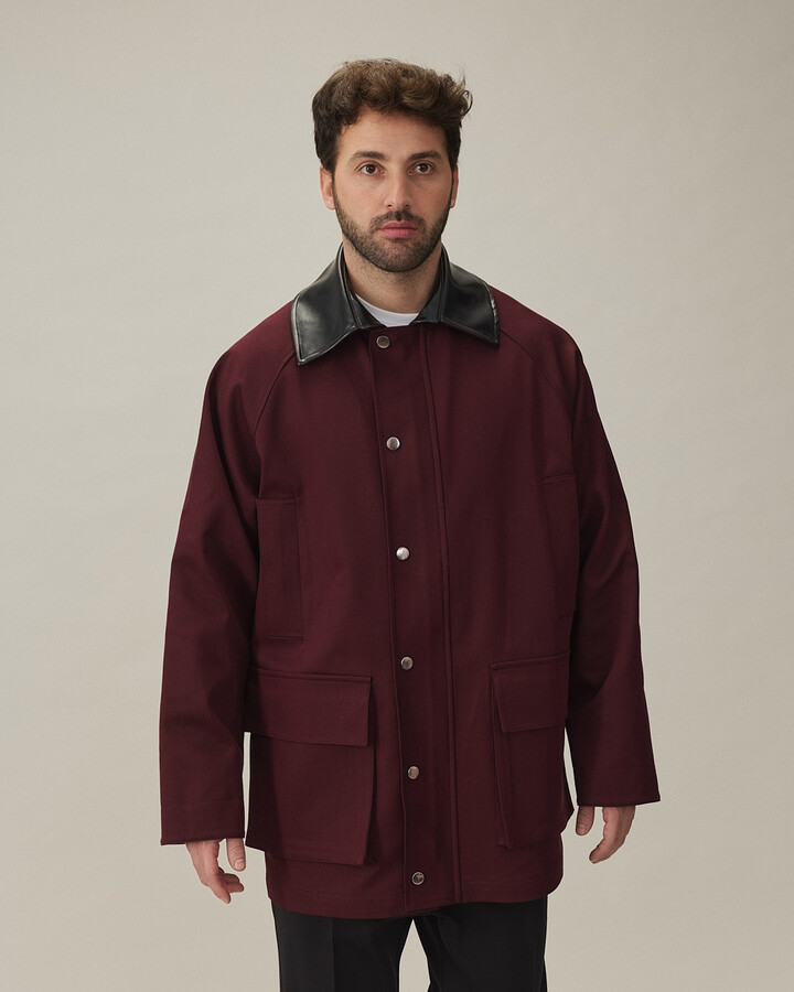 Erkek Oversize Salaş Cepli Parka Bordo