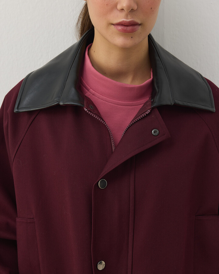 Oversize Salaş Cepli Parka Bordo