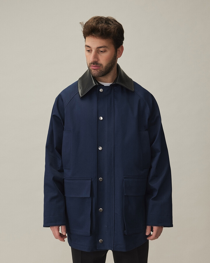 Erkek Oversize Salaş Cepli Parka Lacivert