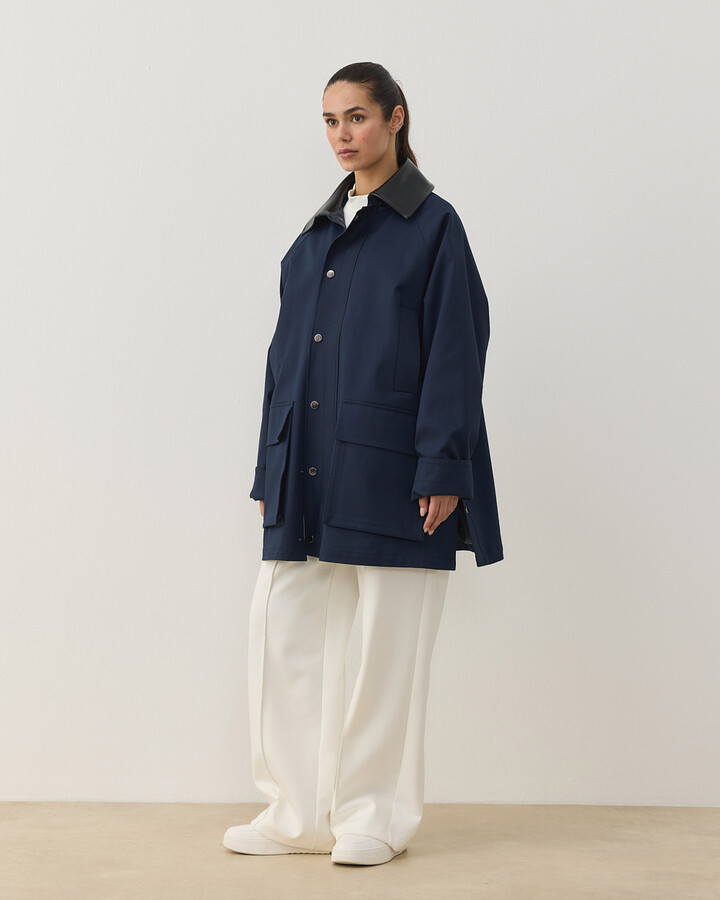 Oversize Salaş Cepli Parka Lacivert