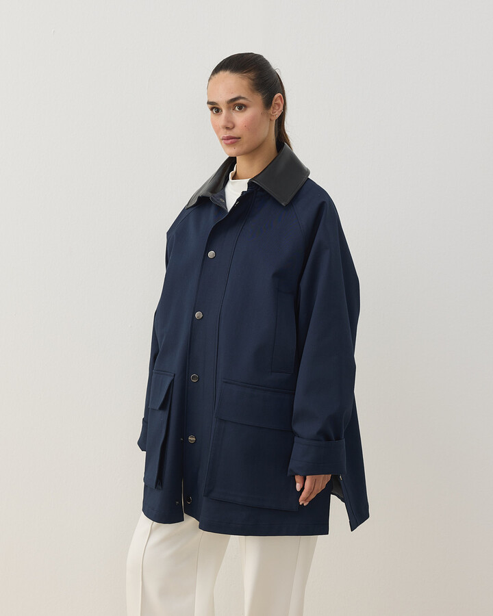 Oversize Salaş Cepli Parka Lacivert