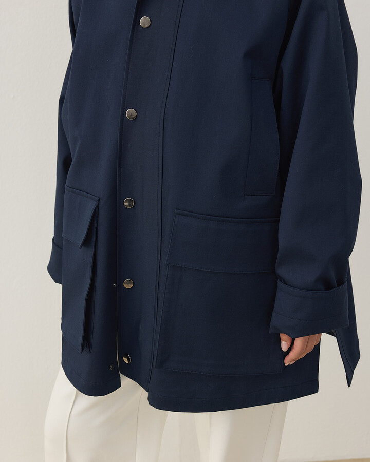 Oversize Salaş Cepli Parka Lacivert