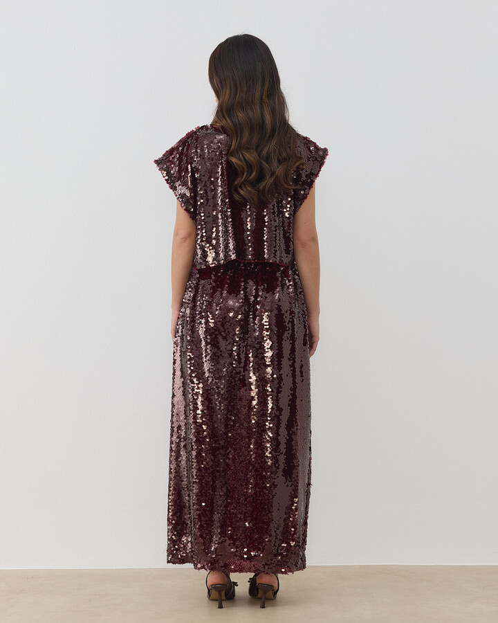 Payetli Crop Bluz Bordo