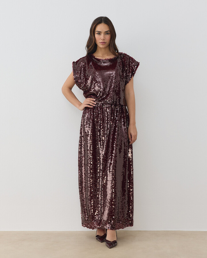 Payetli Crop Bluz Bordo