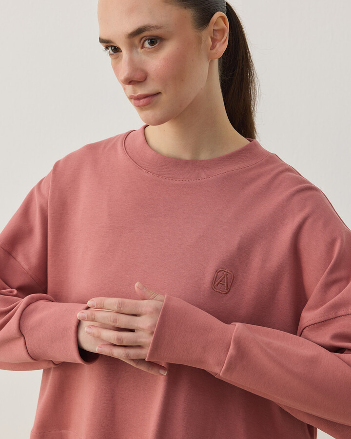 Penye İnterlok Crop Kısa Bluz Blush Pembe