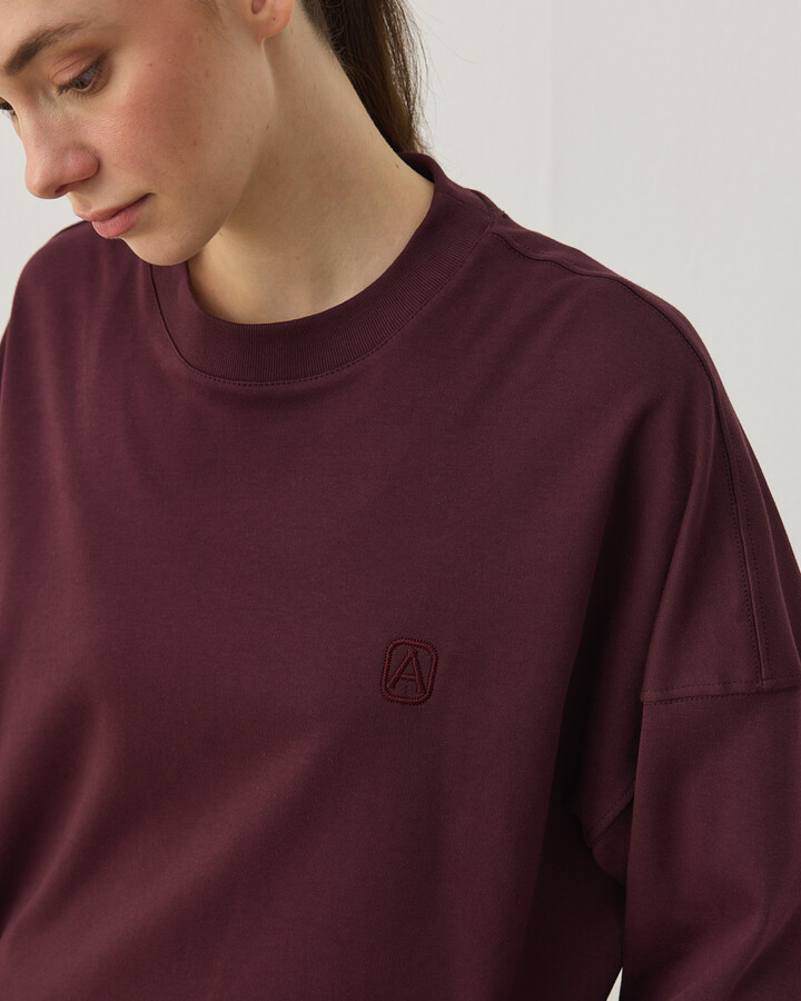 Penye İnterlok Crop Kısa Bluz Bordo