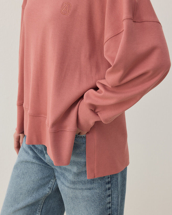 Penye İnterlok Fresh Yırtmaçlı Bluz Blush Pembe