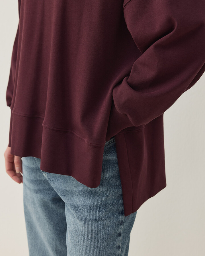 Penye İnterlok Fresh Yırtmaçlı Bluz Bordo