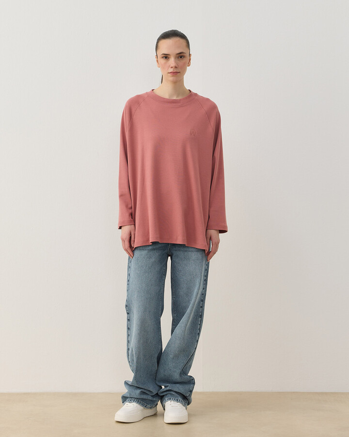 Penye İnterlok Relax Bluz Blush Pembe
