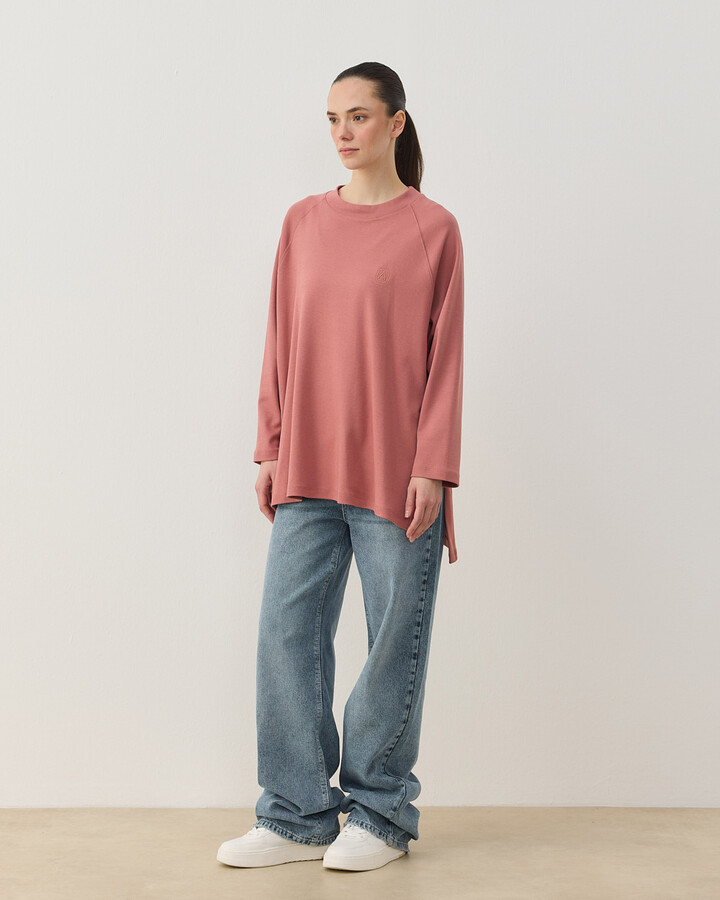 Penye İnterlok Relax Bluz Blush Pembe