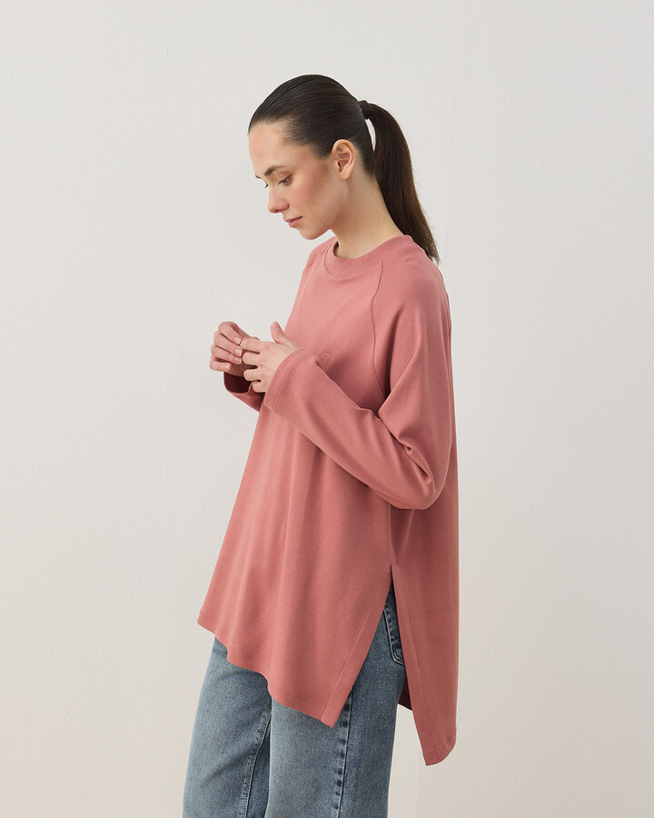 Penye İnterlok Relax Bluz Blush Pembe