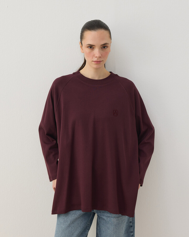 Penye İnterlok Relax Bluz Bordo