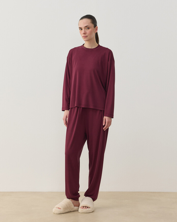 Penye Jogger Pijama Takımı Bordo