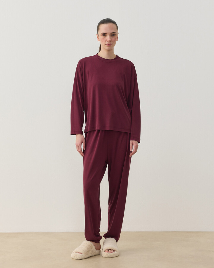 Penye Jogger Pijama Takımı Bordo