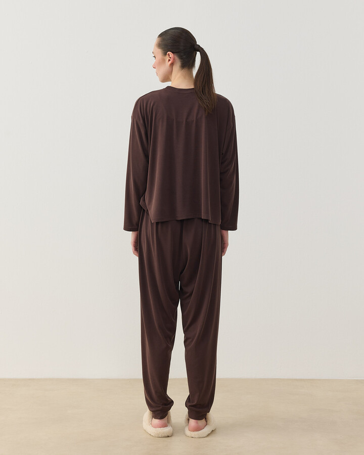 Penye Jogger Pijama Takımı Kahve