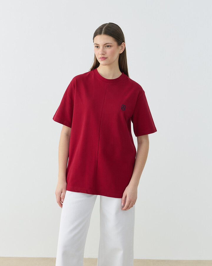 Pike Basic Detaylı Tshirt Bordo