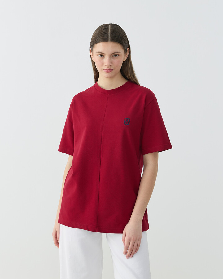 Pike Basic Detaylı Tshirt Bordo