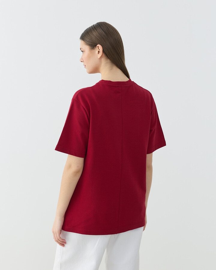 Pike Basic Detaylı Tshirt Bordo