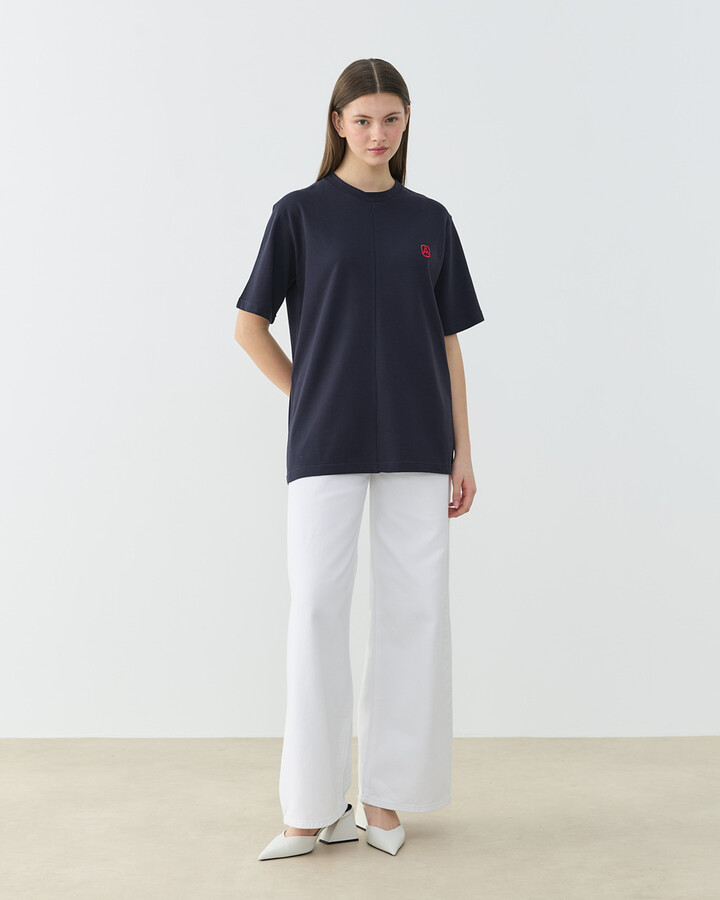 Pike Basic Detaylı Tshirt Lacivert