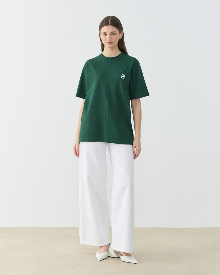 Pike Basic Detaylı Tshirt Yeşil