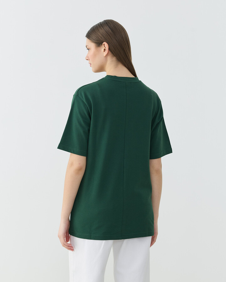 Pike Basic Detaylı Tshirt Yeşil
