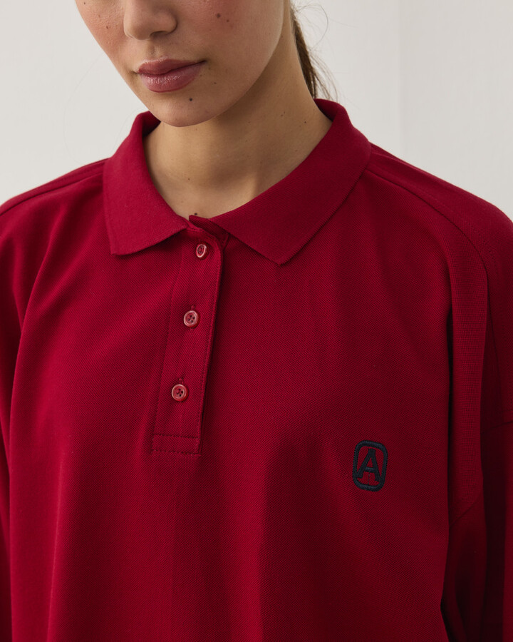 Polo Yaka Uzun Kollu Tshirt Bordo