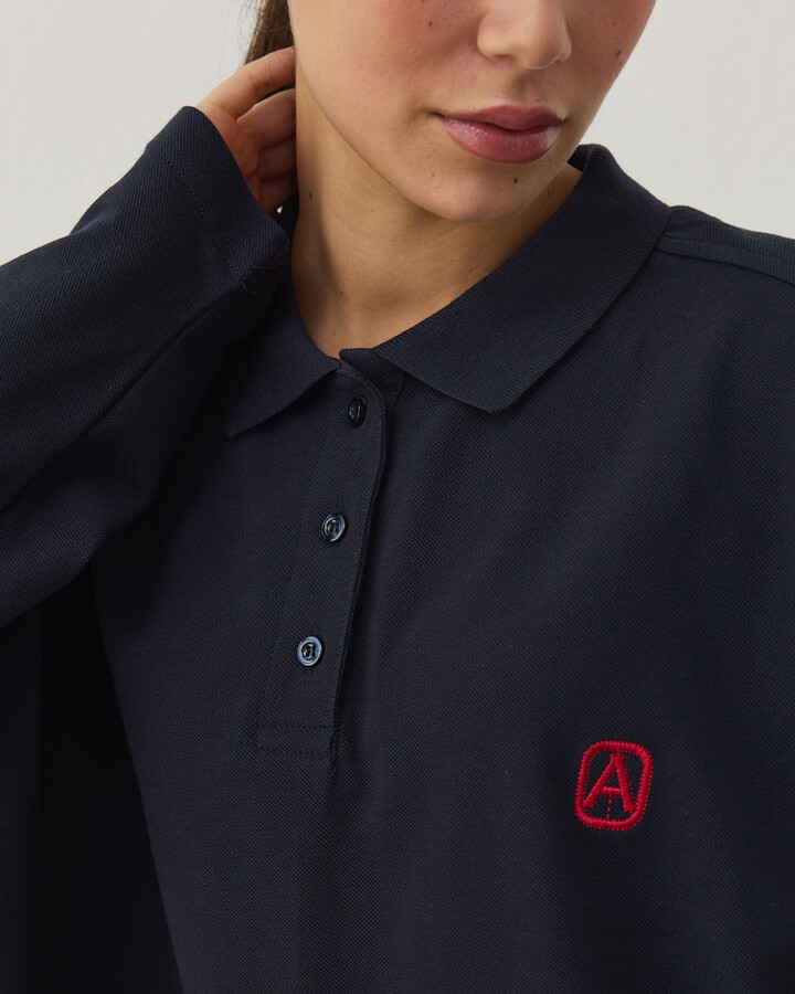 Polo Yaka Uzun Kollu Tshirt Lacivert