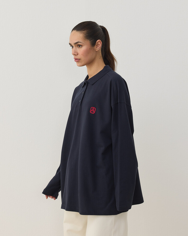 Polo Yaka Uzun Kollu Tshirt Lacivert