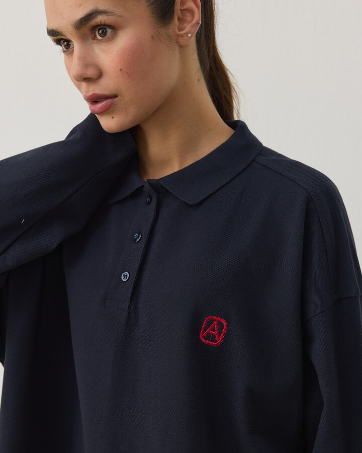 Polo Yaka Uzun Kollu Tshirt Lacivert