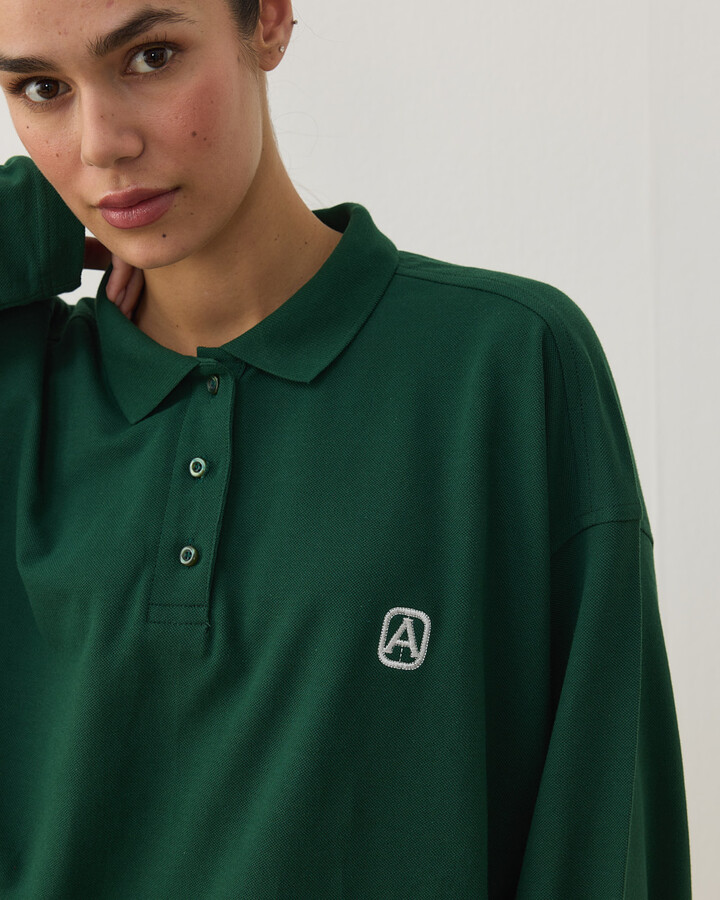 Polo Yaka Uzun Kollu Tshirt Yeşil