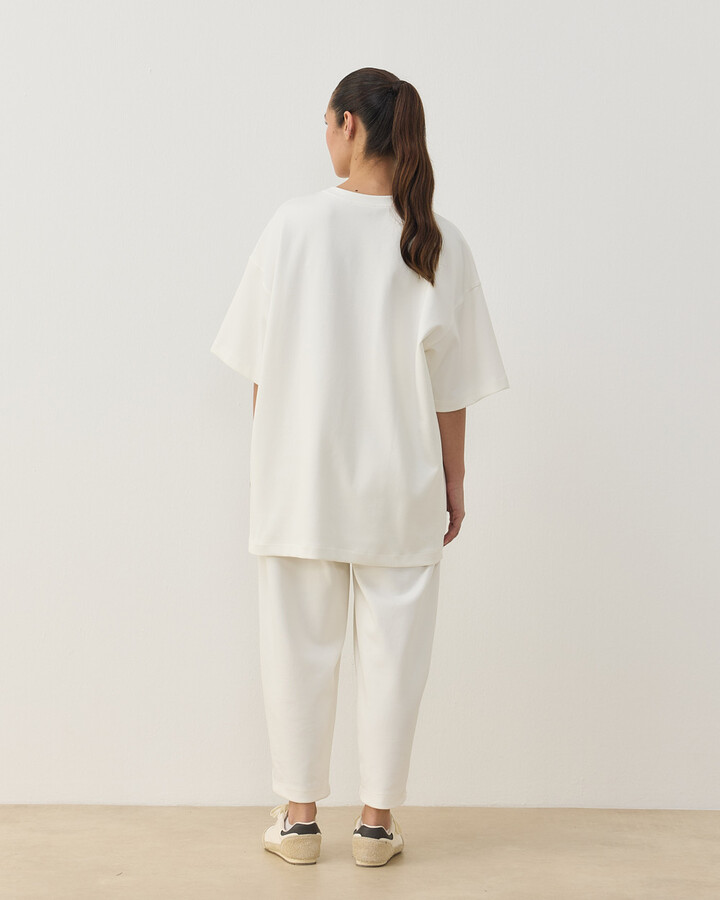 Premium Doubleface Baggy Fit Kesikli Pantolon Ekru