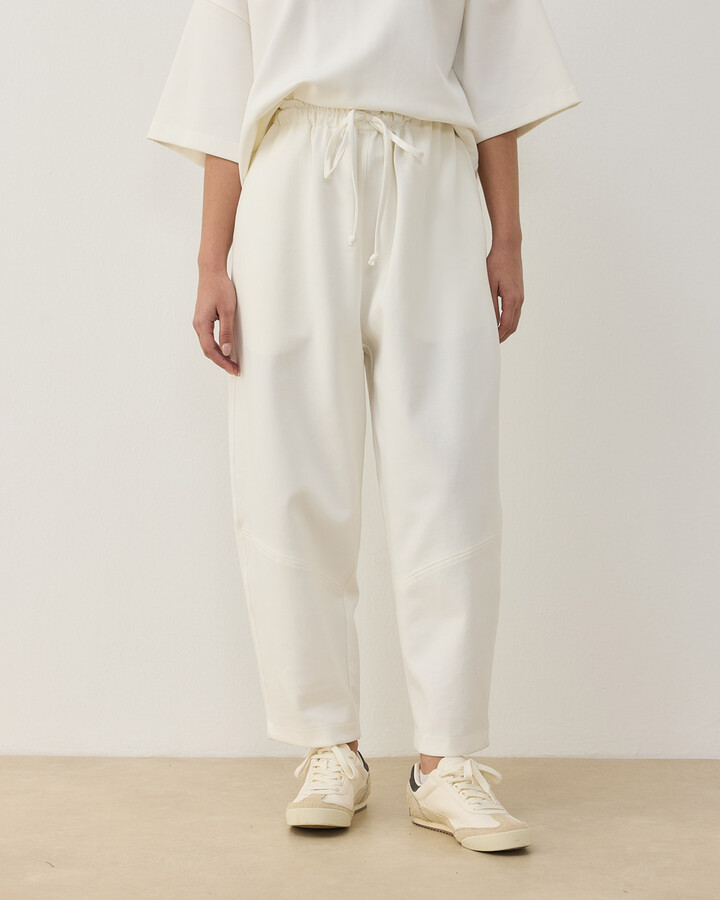 Premium Doubleface Baggy Fit Kesikli Pantolon Ekru