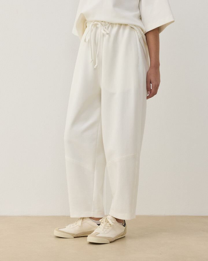 Premium Doubleface Baggy Fit Kesikli Pantolon Ekru