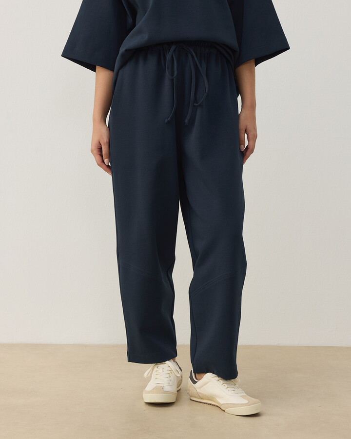 Premium Doubleface Baggy Fit Kesikli Pantolon Lacivert