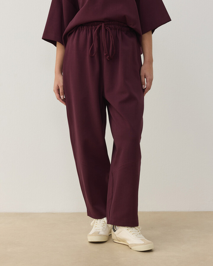 Premium Doubleface Baggy Fit Kesikli Pantolon Mürdüm