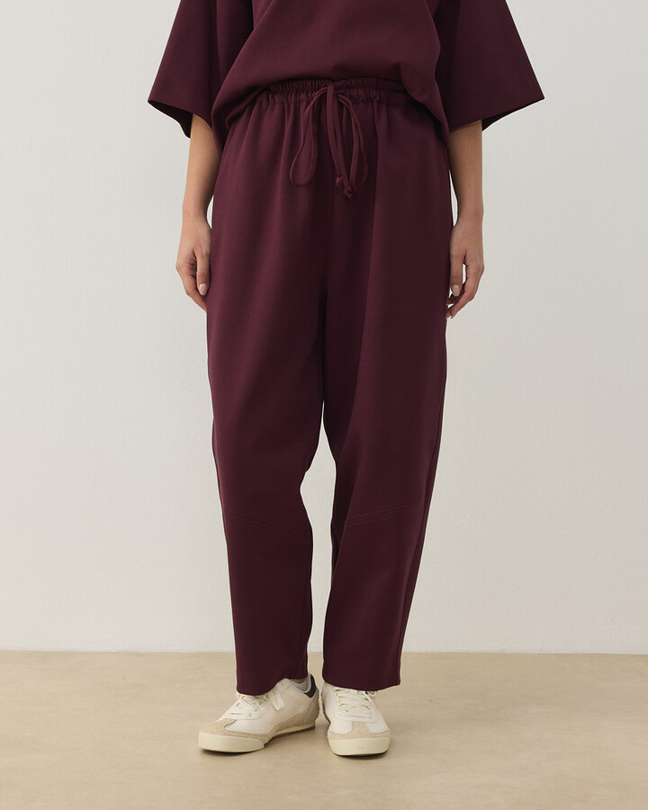 Premium Doubleface Baggy Fit Kesikli Pantolon Mürdüm