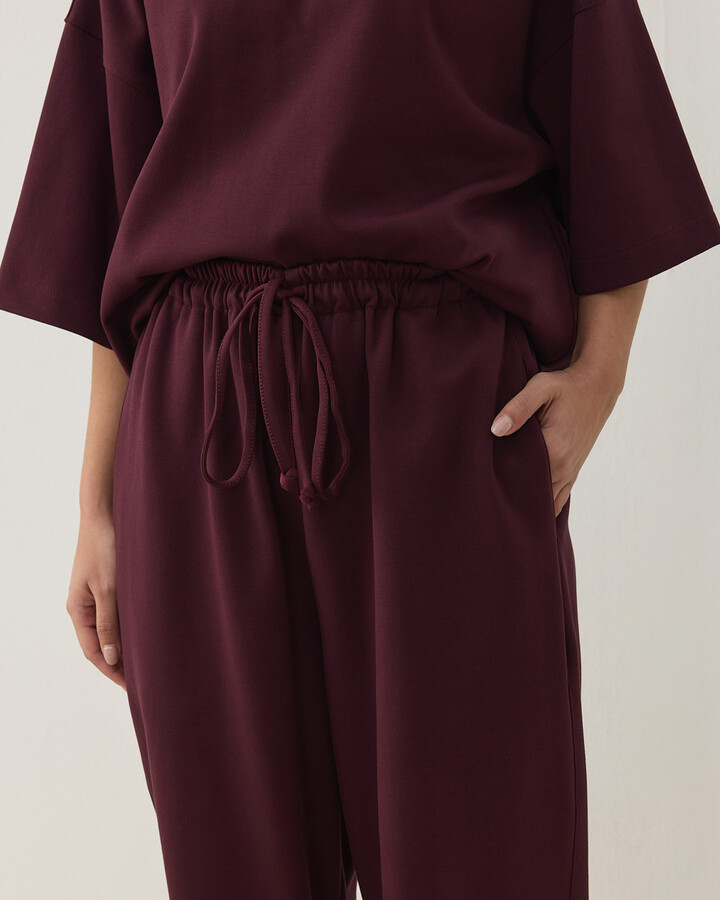 Premium Doubleface Baggy Fit Kesikli Pantolon Mürdüm