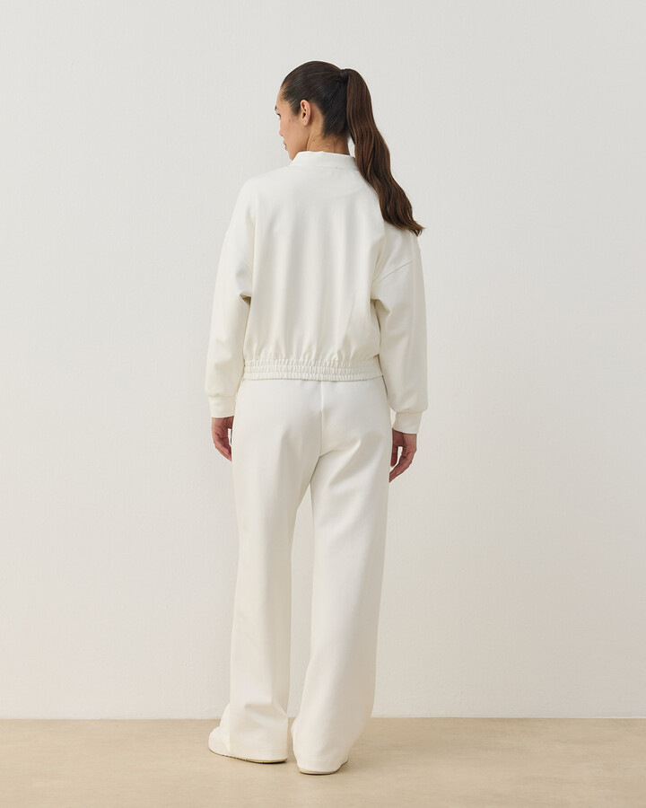 Premium Doubleface Crop Bomber Ceket Ekru