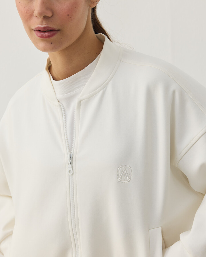 Premium Doubleface Crop Bomber Ceket Ekru