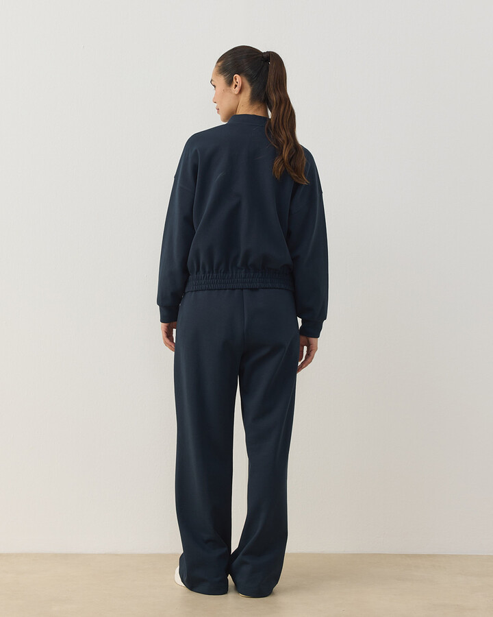 Premium Doubleface Crop Bomber Ceket Lacivert