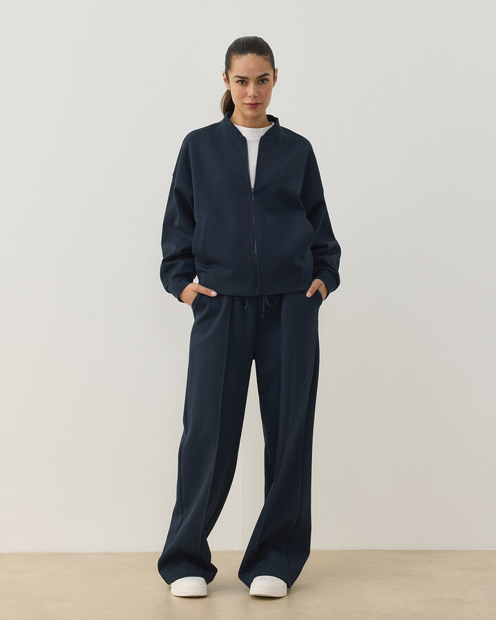 Premium Doubleface Crop Bomber Ceket Lacivert
