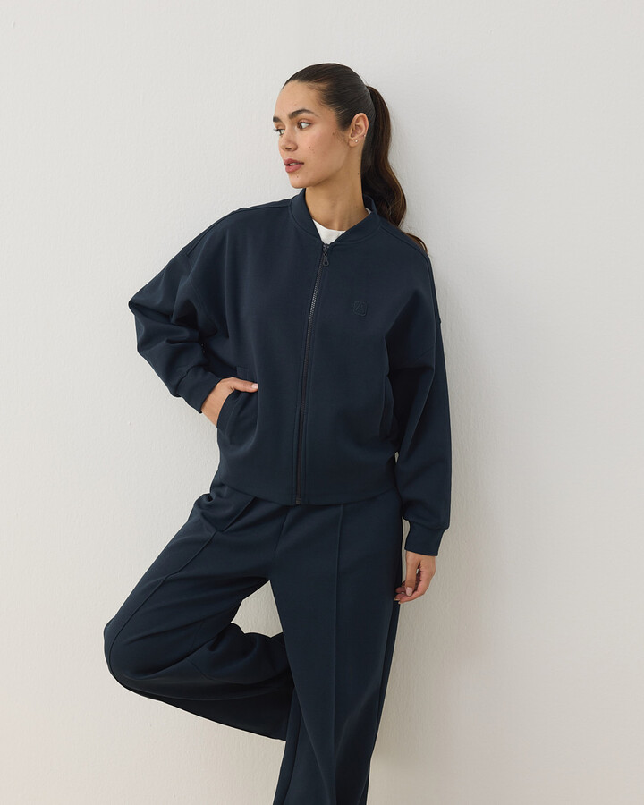 Premium Doubleface Crop Bomber Ceket Lacivert